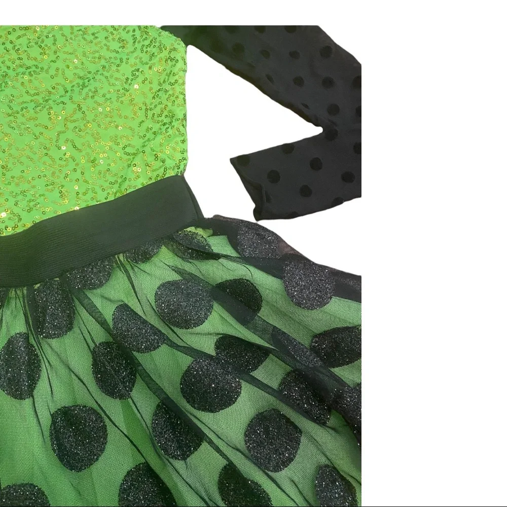 WEISSMAN Dance COSTUME Recital COMPETITION Green and Black LARGE Child 14